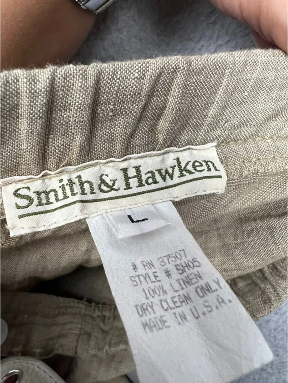 Vintage Smith & Hawken Linen Drawstring Pants Women L Relax Lounge Minimalist